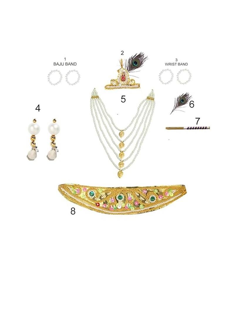 Boys Krishna Dress Costume Set With Accessories - Indya