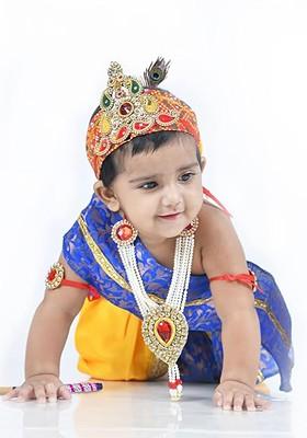 Boys Krishna Dress Costume Set With Accessories
