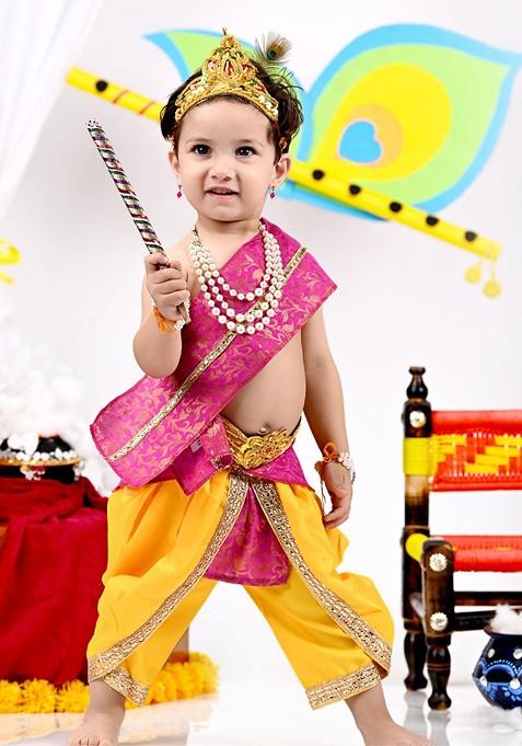 Boys Krishna Dress Costume Set With Accessories
