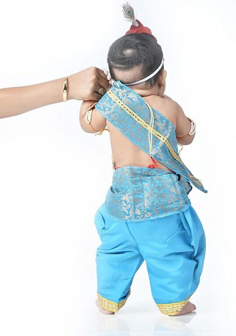 Boys Krishna Dress Costume Set With Accessories - Indya