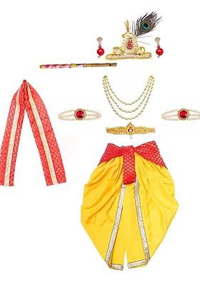 Boys Krishna Dress Costume Set With Accessories