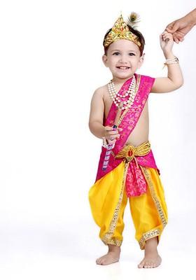 Boys Krishna Dress Costume Set With Accessories