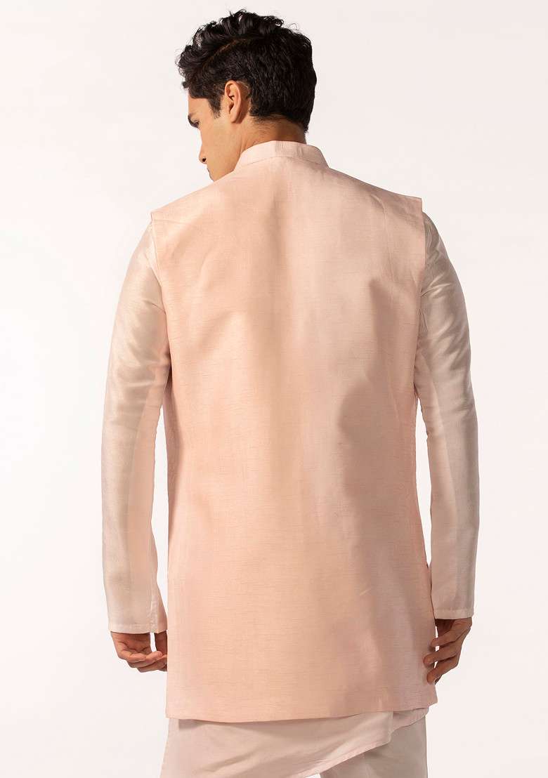 Pink Embroidered Jacket For Men - Indya