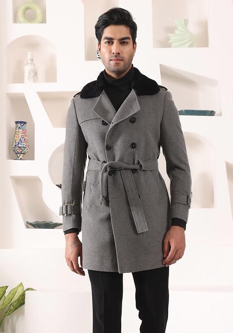 Grey Overcoat For Men