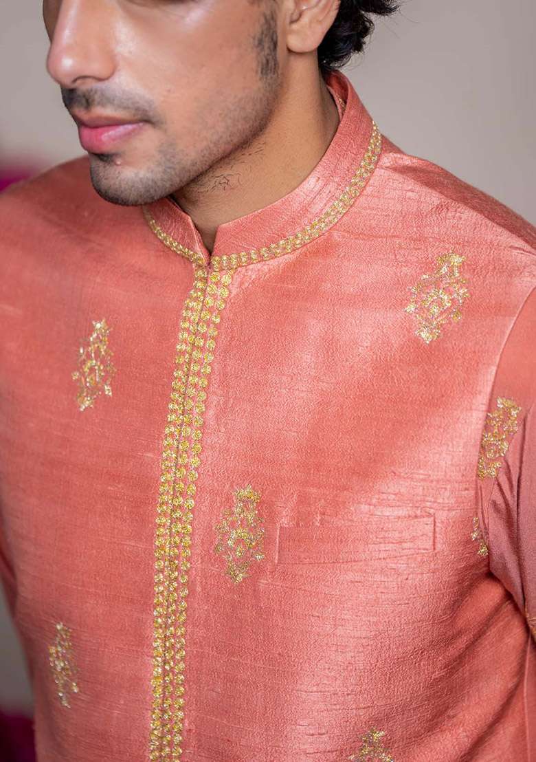 Rust Cheeku Bundi Jacket For Men - Indya