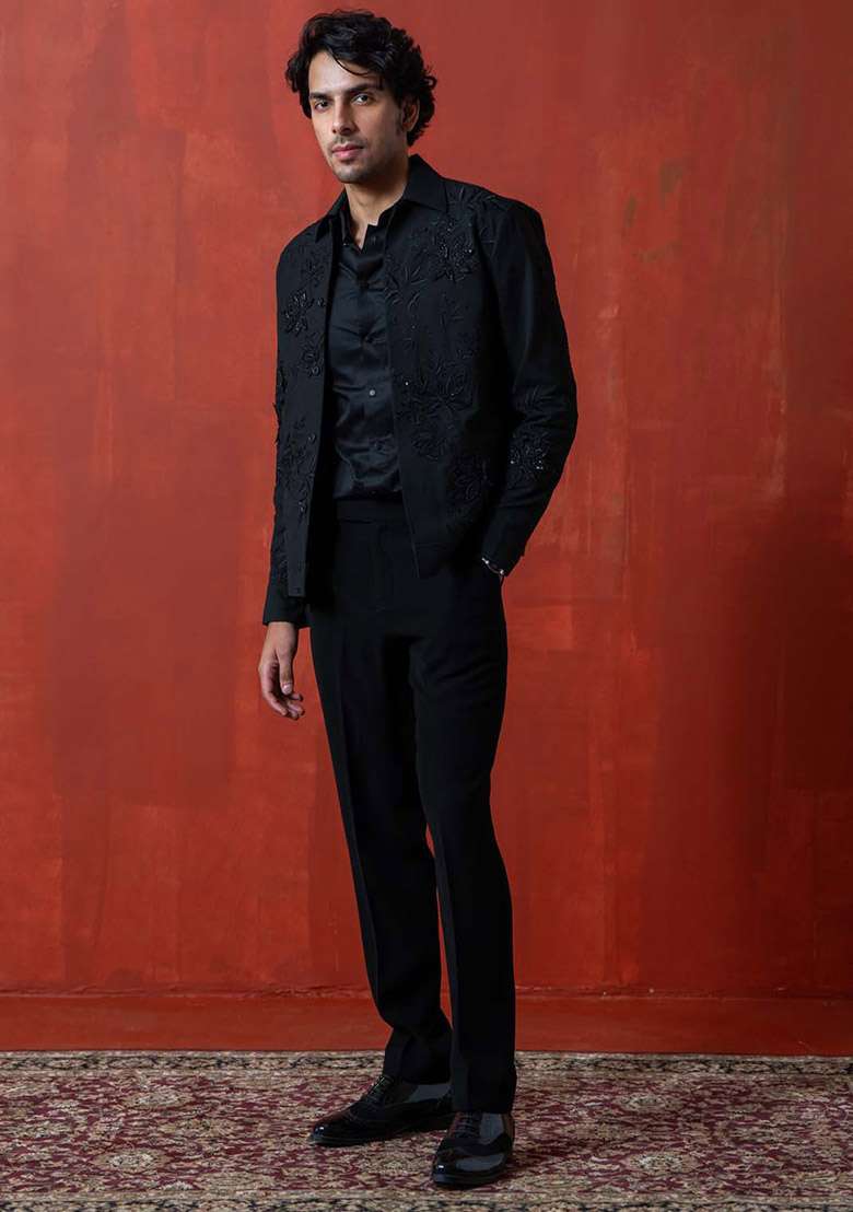 Black Adda Work Jacket For Men - Indya