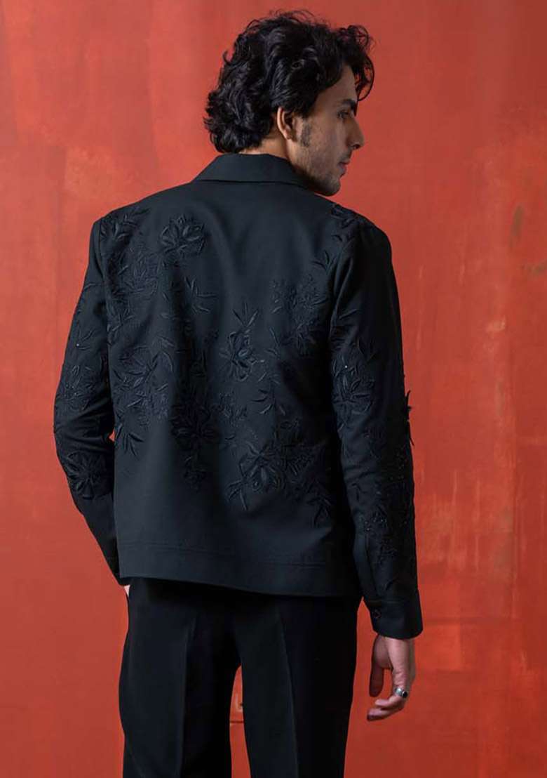 Black Adda Work Jacket For Men - Indya