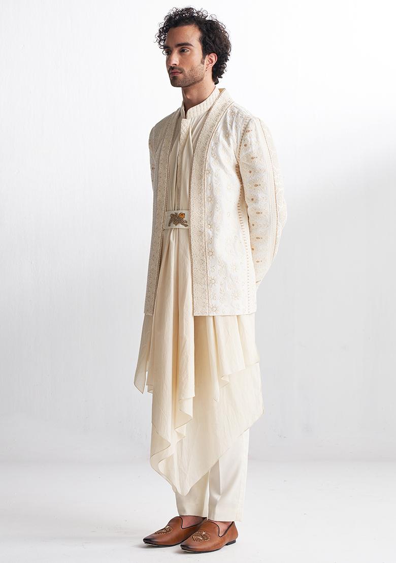 Ivory Classic Mansingh Jacket Set For Men