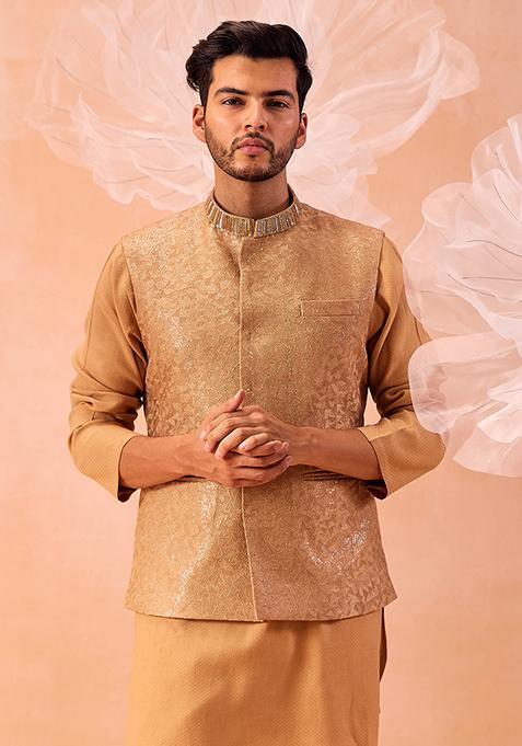 Moondust Sequin Work Soft Silk Khwaab Nehru Jacket Set