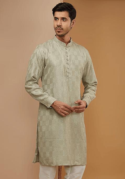 Embroidered & Sequins Kurta Set For Men