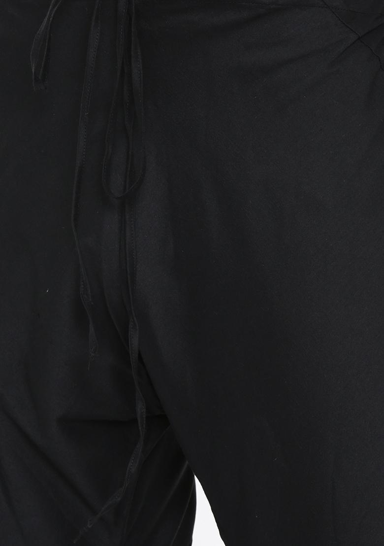 Black Colourblocked Kurta Set For Men