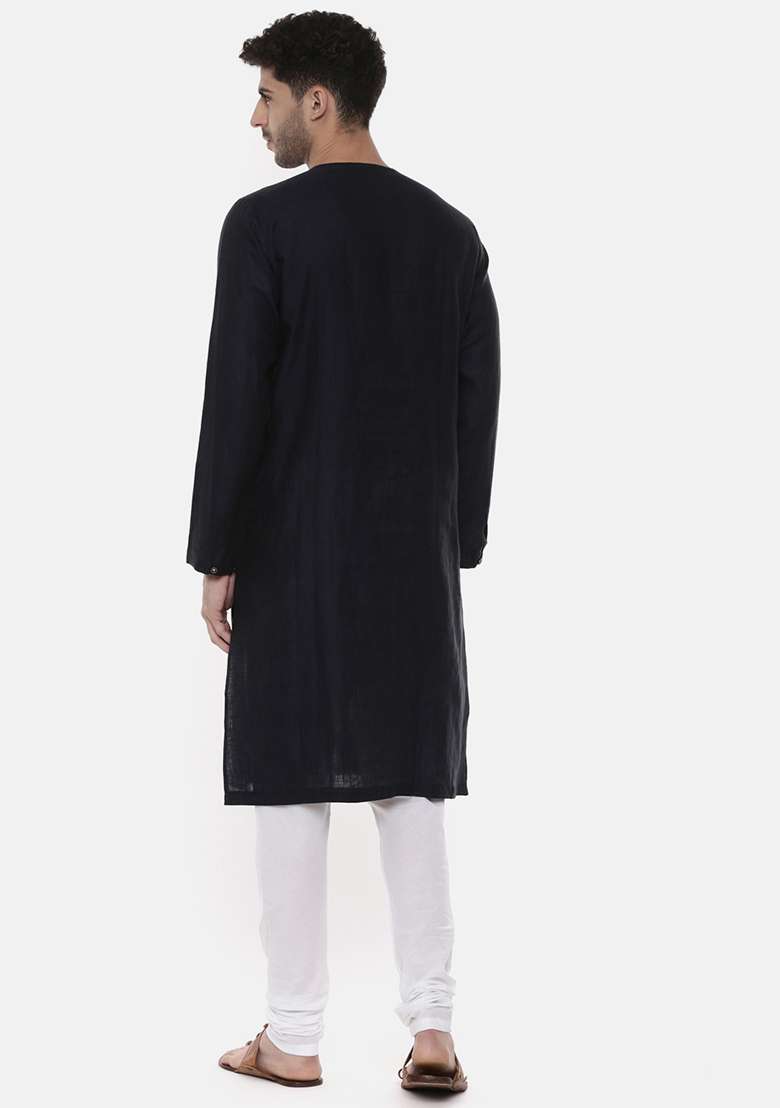 Green And Blue Printed Kurta Set For Men - Indya
