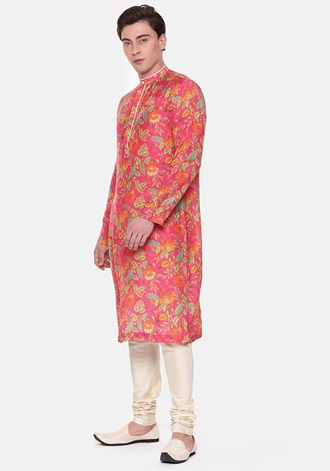 RUST FLORAL BLOCK PRINT MEN’S KURTA