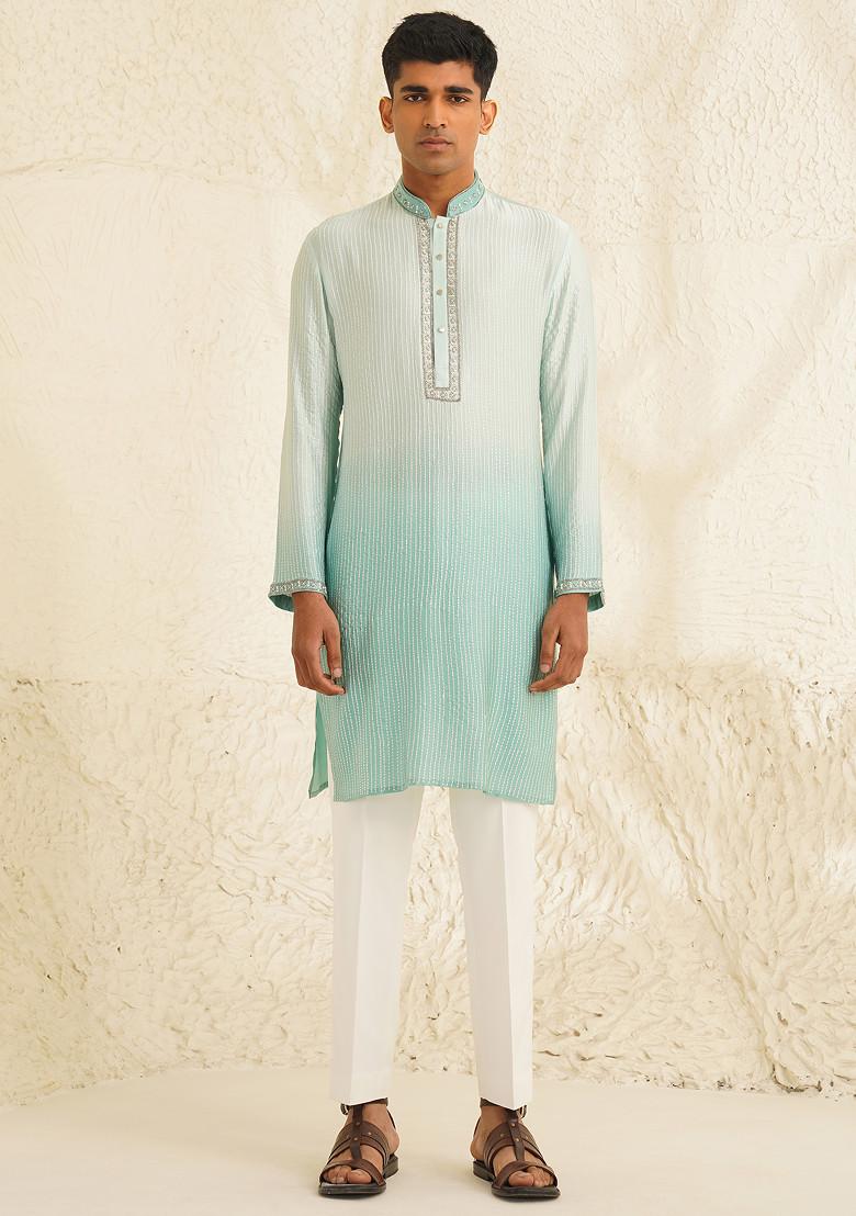 Grey Ombre Kurta Set For Men