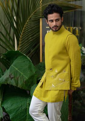 Green Pure Cotton Kurta Set For Men