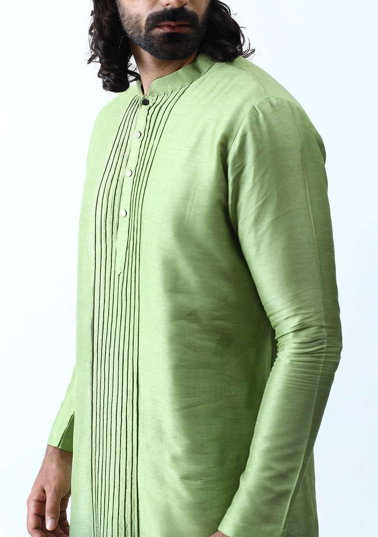 Green Ombre Cord Kurta Set For Men - Indya