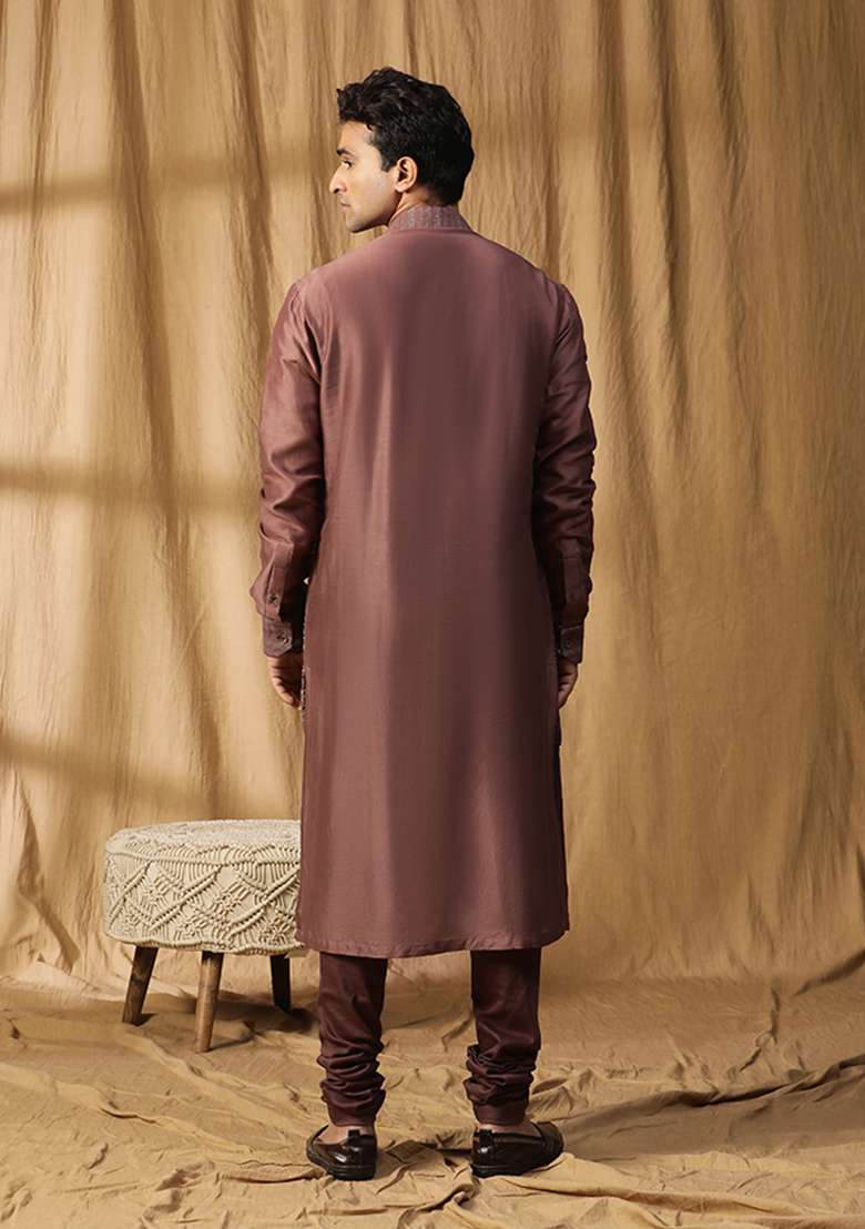 Brown Resham Embroidered Lehar Indo Kurta Set - Indya