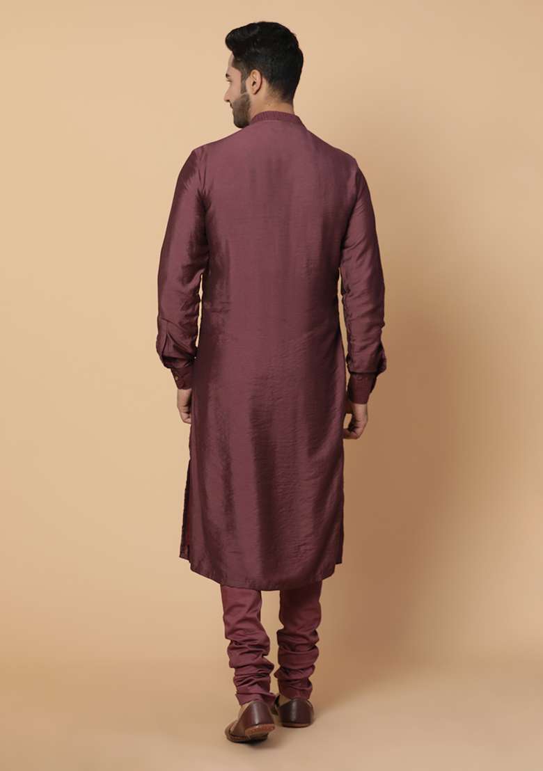 Maroon Zardozi Embroidered Chanderi Silk Blend Airavat Kurta Set - Indya
