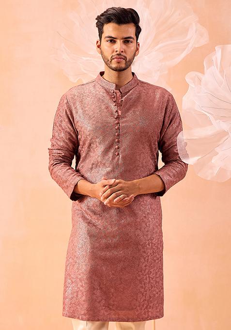 Purple Sequin Work Soft Silk Khwaab Kurta Set For Men