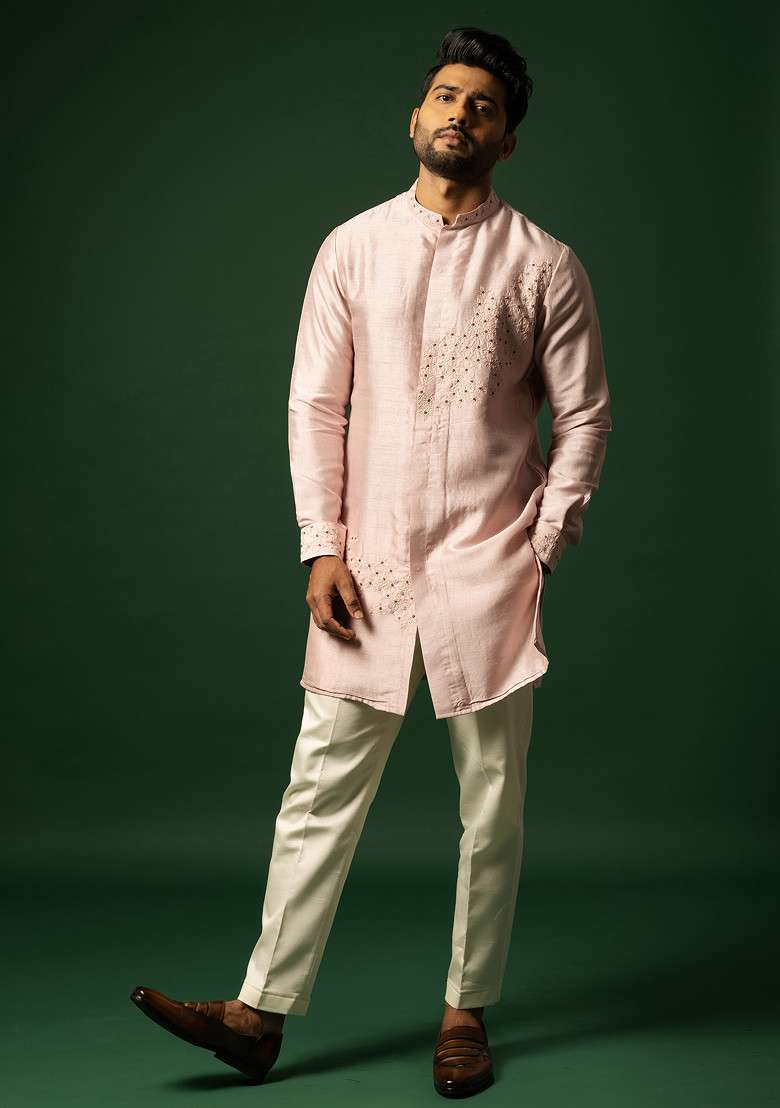 Rose Dawn Embroidered Kurta Set For Men - Indya