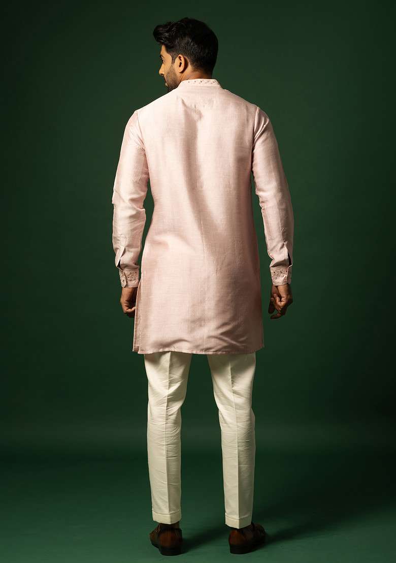 Rose Dawn Embroidered Kurta Set For Men - Indya