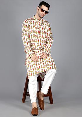 Multicolour Harfi Printed Kurta For Men