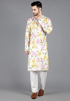 Multicolour Altair Floral Print Kurta For Men