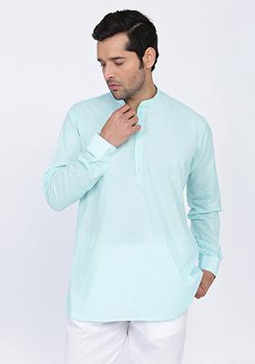 Ice Blue Sky Short Printed Kurta