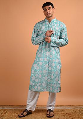 Green Handblock Printed Kurta