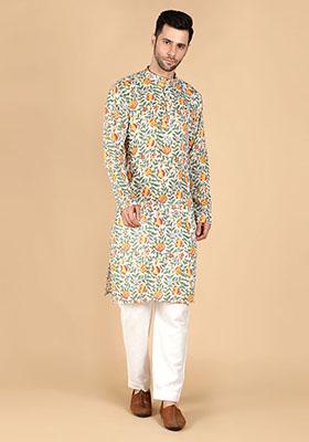 Green Resort Printed Cotton Kurta