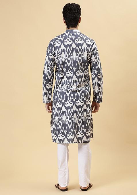 Ash Grey Ikat Short Kaftan