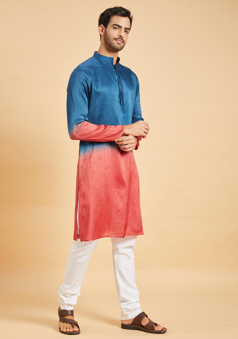 Blue Radical Marino Ombre Kurta For Men