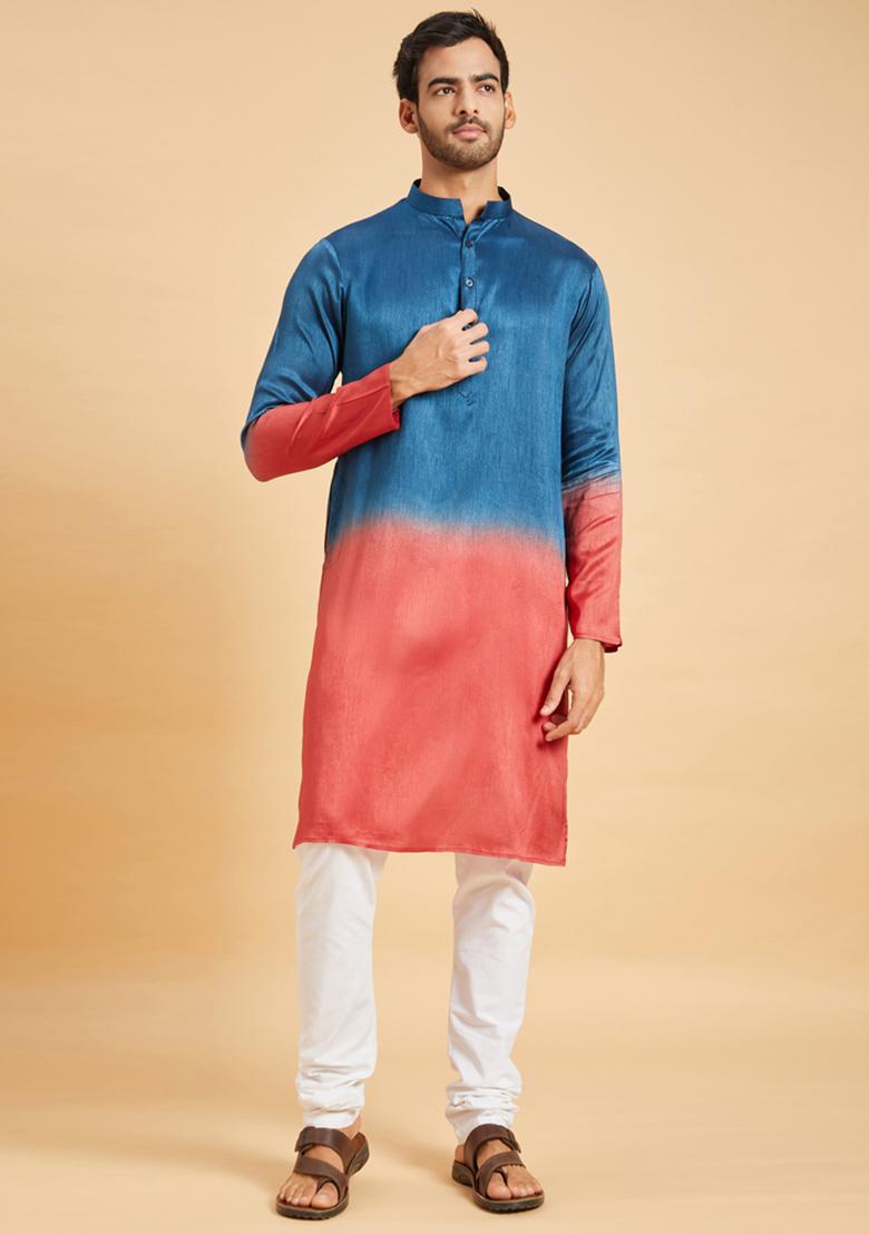 Blue Radical Marino Ombre Kurta For Men