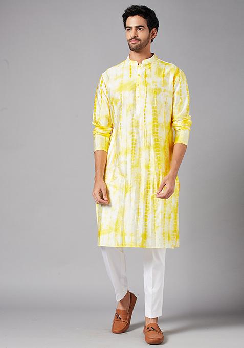 Yellow Tintlo Tie Dye Kurta For Men