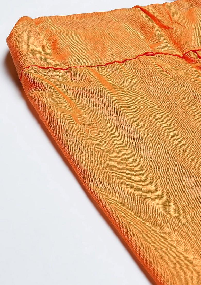 Orange Solid Poly Blend Dhoti For Men