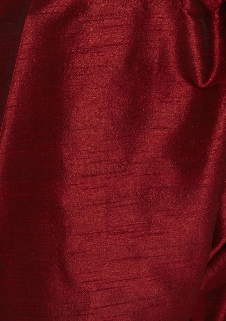 Maroon Solid Silk Churidar For Men