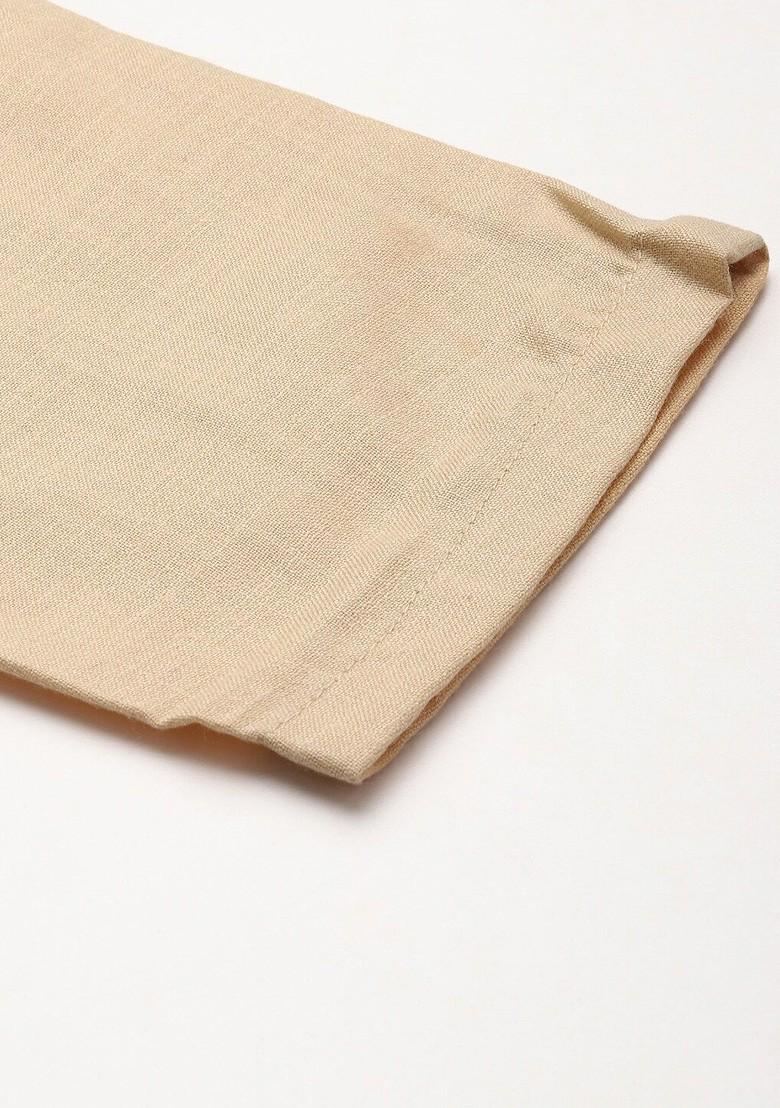 Beige Solid Cotton Churidar For Men