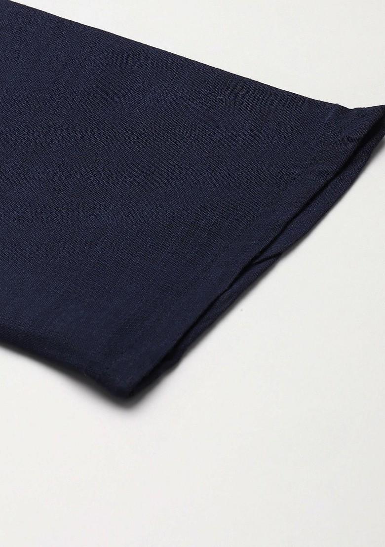 Navy Blue Solid Cotton Churidar For Men