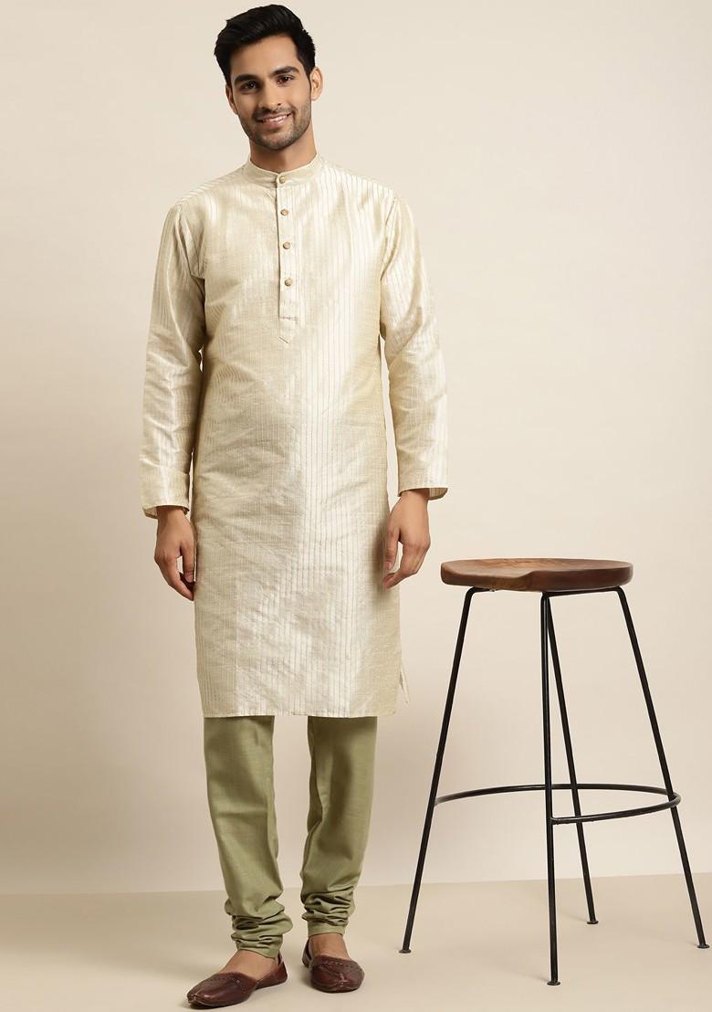 Green Solid Cotton Churidar For Men