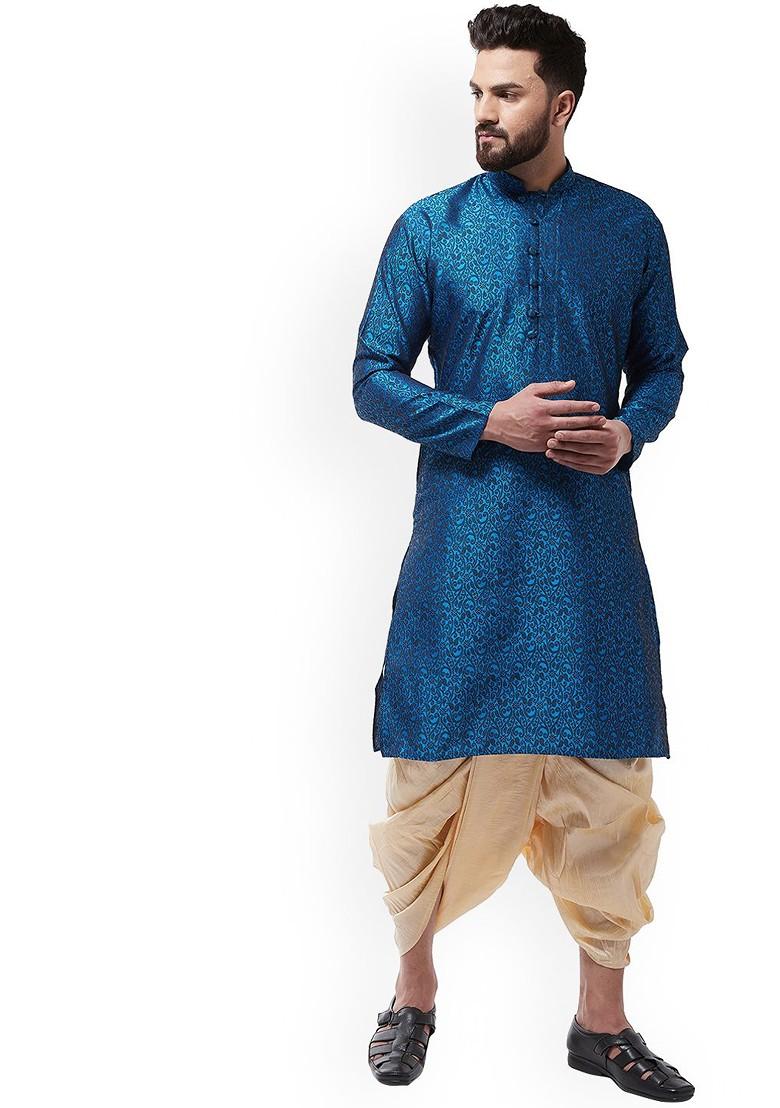 Beige Solid Poly Blend Dhoti For Men