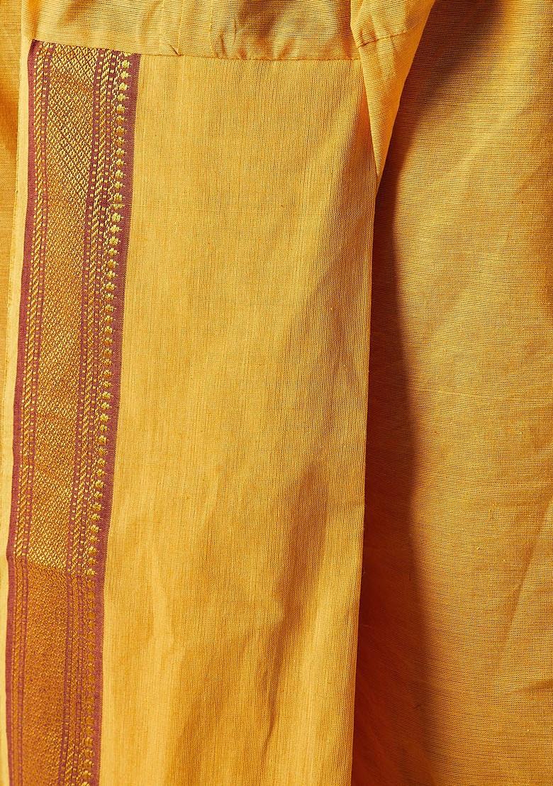 Orange Solid Poly Blend Dhoti For Men
