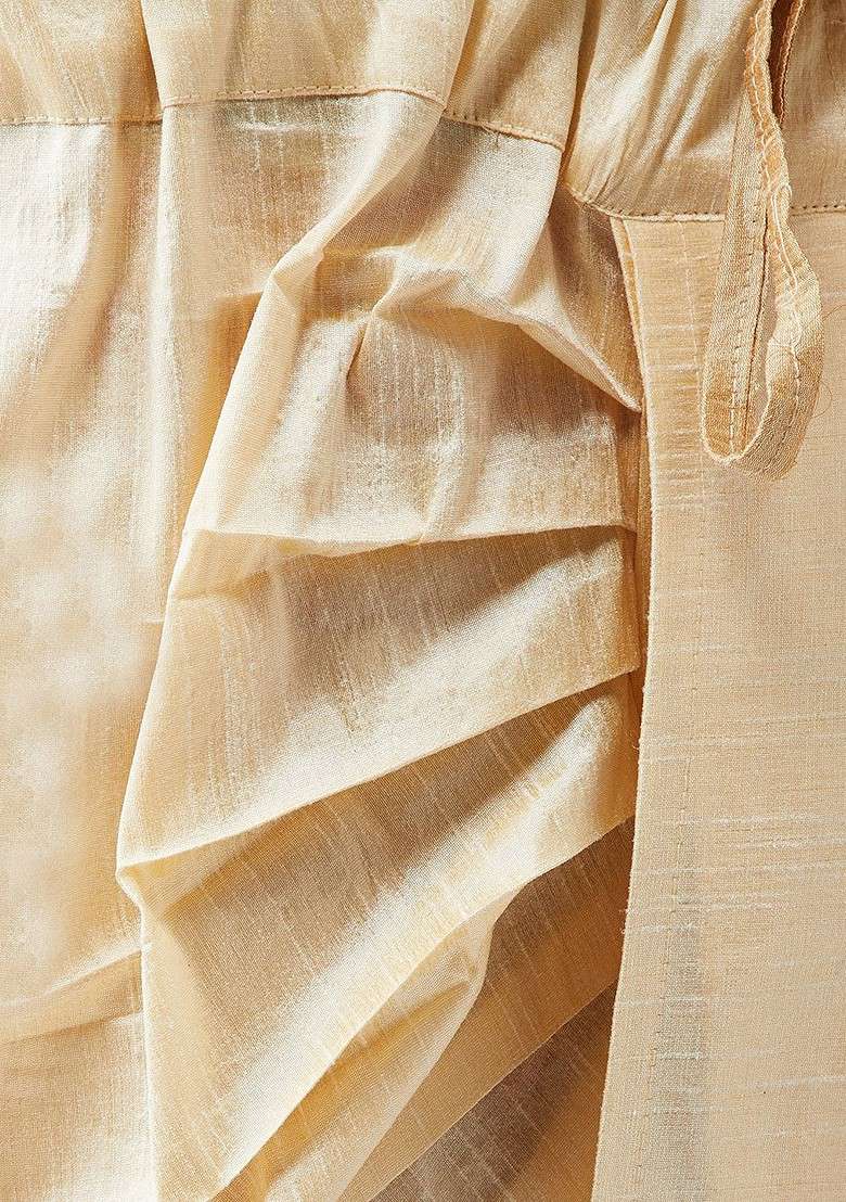 Beige Solid Poly Blend Dhoti For Men - Indya