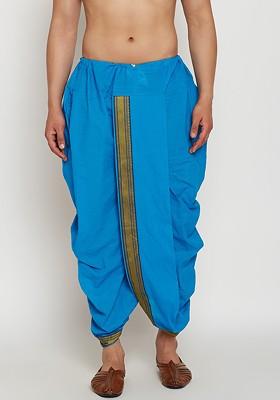 Orange Solid Poly Blend Dhoti For Men