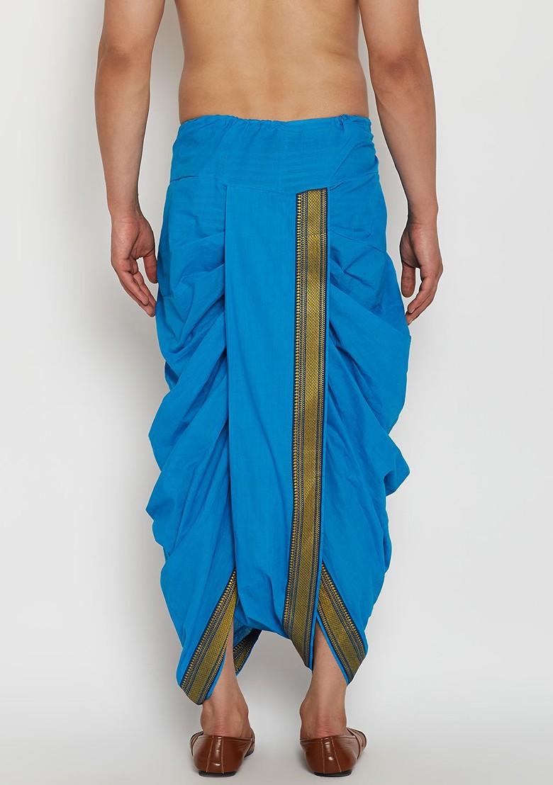 Orange Solid Poly Blend Dhoti For Men