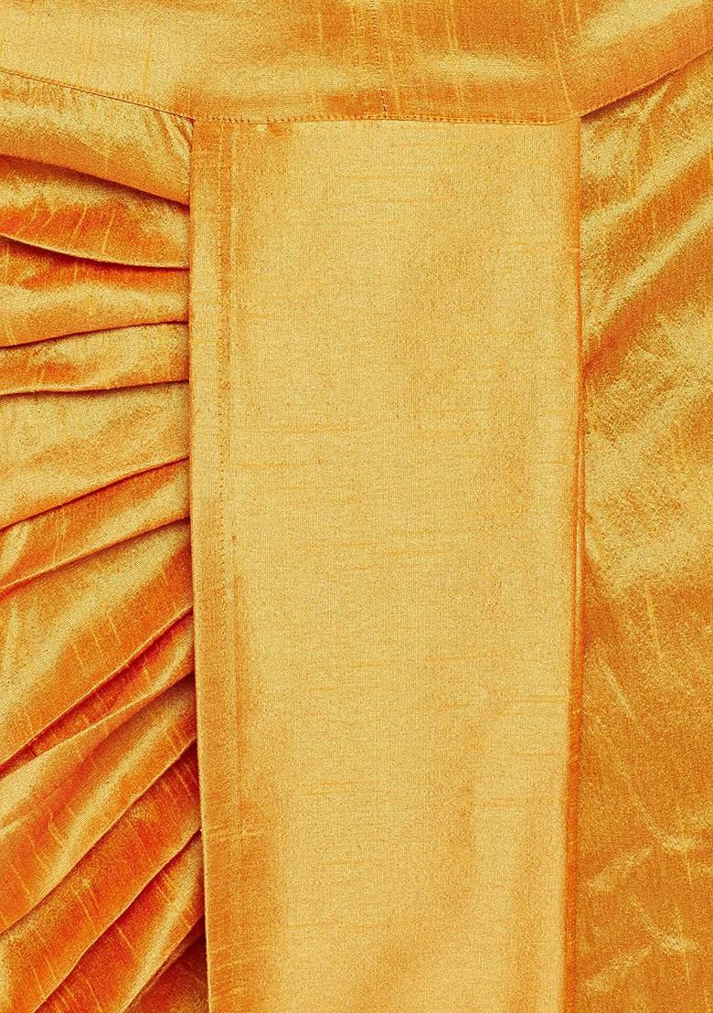 Mustard Solid Poly Blend Dhoti For Men