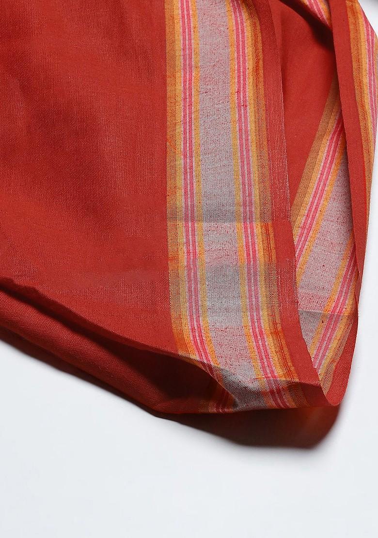 Maroon Solid Cotton Dhoti For Men