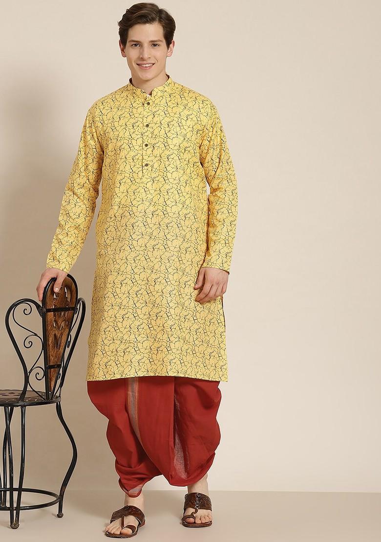 Maroon Solid Cotton Dhoti For Men