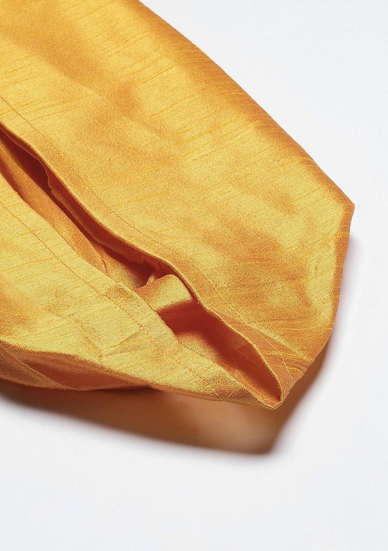 Mustard Solid Poly Blend Dhoti For Men