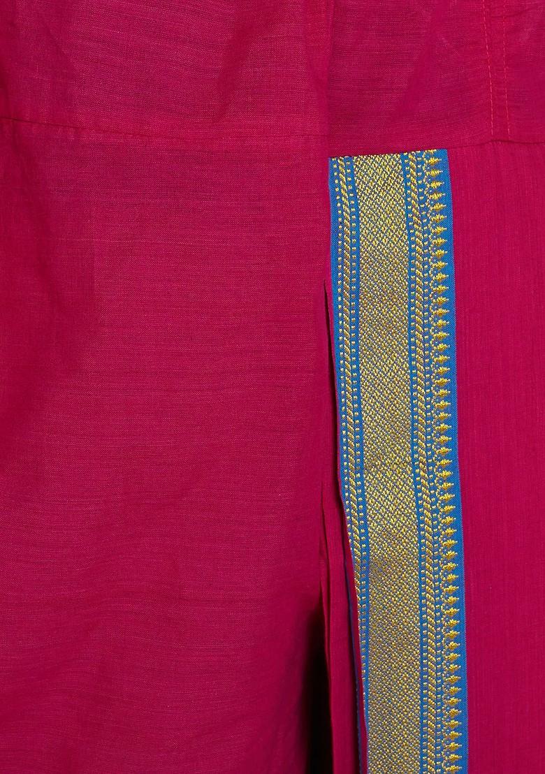 Pink Solid Poly Blend Dhoti For Men