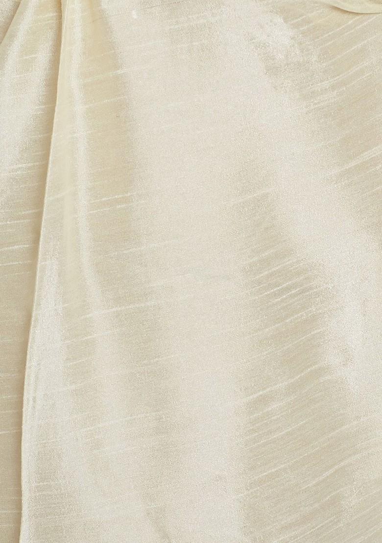 Cream Solid Silk Churidar For Men